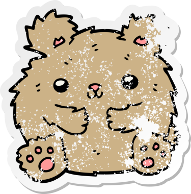 Bir insan tarafından çizilmiş şirin bir ayının sıkıntılı çıkartması.