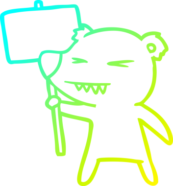 Bir insan tarafından çizilen kızgın ayı karikatürünün soğuk gradyan çizimi