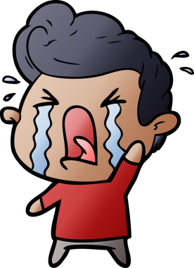 Bir insan tarafından çizilmiş ağlayan bir karikatür.