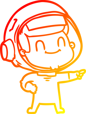 Bir insan tarafından çizilmiş mutlu bir astronot çizgi roman çizimi.