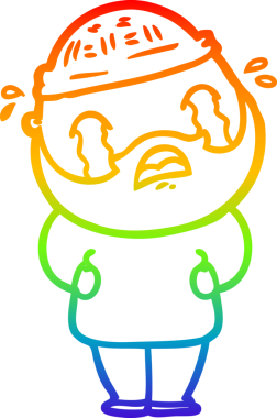 Bir insan tarafından çizilmiş ağlayan sakallı bir adamın çizimi.