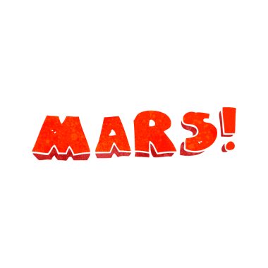 Bir insan tarafından çizilmiş el yazması retro çizgi film Mars metin sembolü