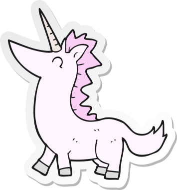 Bir insan tarafından çizilmiş tek boynuzlu atın çıkartması.