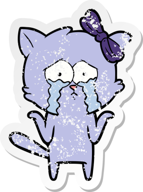 Bir insan tarafından çizilmiş karikatür bir kedinin sıkıntılı çıkartması.