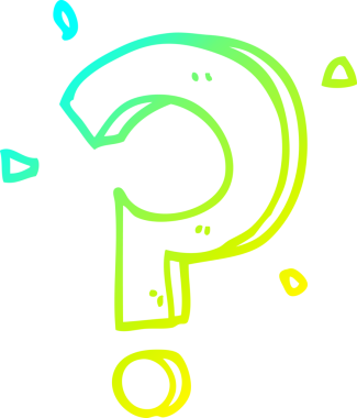 Bir insan tarafından çizilen soru işaretinin soğuk gradyan çizgisi