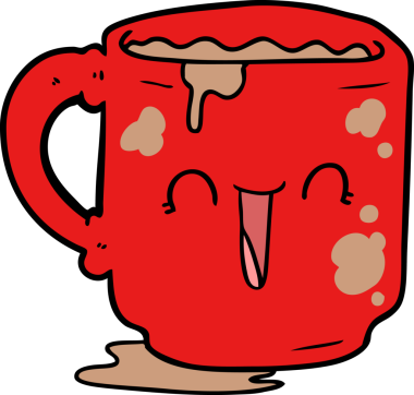 Bir insan tarafından çizilmiş kirli ofis kupası.