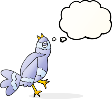 Bir insan tarafından çizilmiş serbest çizim balon karikatür kuşu şarkısı.