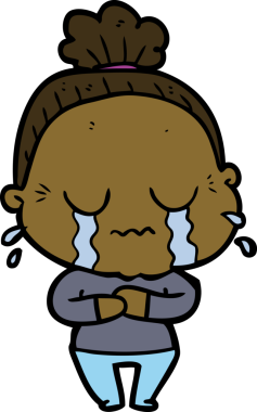 Bir insan tarafından çizilmiş ağlayan yaşlı kadın çizgi filmi.