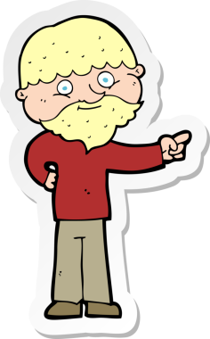 Bir insan tarafından çizilmiş sakallı bir adamın çıkartması.