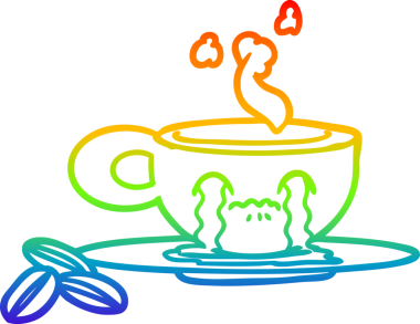 gökkuşağı gradyan çizimi bir insan tarafından çizilmiş ağlayan espresso kupası