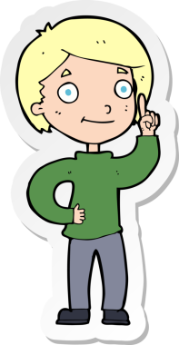 Bir insan tarafından çizilmiş bir fikri olan çizgi film çocuğunun çıkartması.