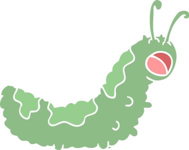 Bir insan tarafından çizilmiş komik düz renkli çizgi film tırtılı.