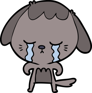 Bir insan tarafından çizilmiş ağlayan bir köpek.