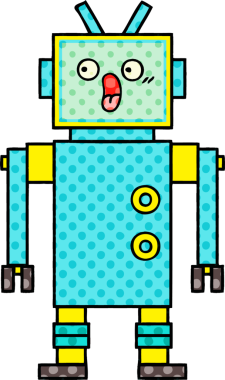 bir insan tarafından çizilmiş bir robotun çizgi roman tarzı