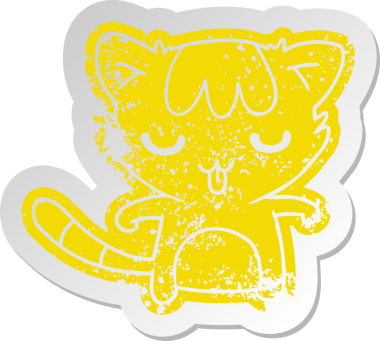 Bir insan tarafından çizilmiş kawaii şirin rakunun sıkıntılı eski çizgi film çıkartması.