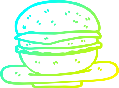 Bir insan tarafından çizilmiş bir çizgi film hamburgerinin soğuk gradyan çizimi