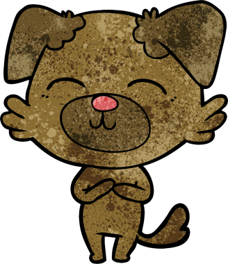 Bir insan tarafından çizilmiş çizgi film köpeği.