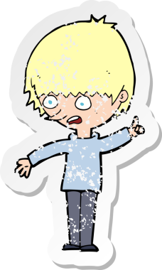 Bir insan tarafından çizilmiş bir çizgi film karakterinin gerilimli çıkartması.