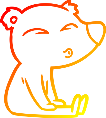 Bir insan tarafından çizilmiş bir çizgi film ıslık çalan ayının sıcak çizgi çizimi