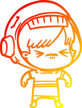 Bir insan tarafından çizilmiş bir astronot kadın çizgi çizimi.