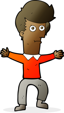 Çizgi film bir insan tarafından çizilmiş ürkmüş bir adam