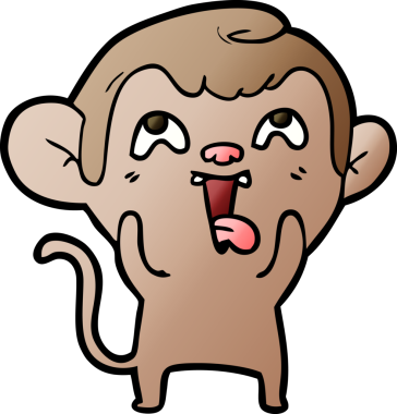 Bir insan tarafından çizilmiş çılgın çizgi film maymunu