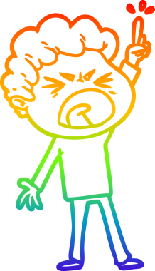 Bir insan tarafından çizilmiş öfkeli bir adamın çizdiği gökkuşağı gradyan çizgisi.