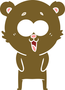 Bir insan tarafından çizilmiş gülen ayıcık düz renkli çizgi film.