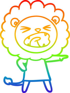 Bir insan tarafından çizilmiş kızgın bir aslanın çizgi çizimi.