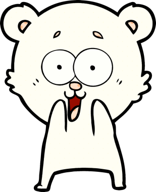 Bir insan tarafından çizilmiş heyecanlı oyuncak ayı karikatürü.