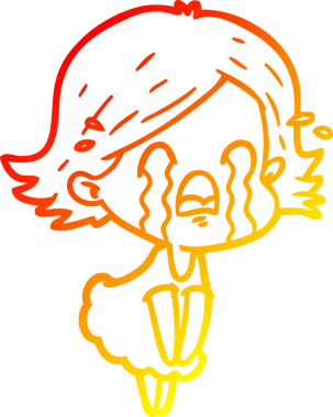 Bir insan tarafından çizilmiş, ağlayan bir çizgi kadın çizimi.