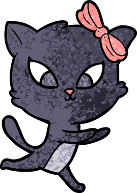 Bir insan tarafından çizilmiş çizgi film kedisi.