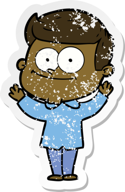 Bir insan tarafından çizilmiş mutlu bir adamın sıkıntılı çıkartması.