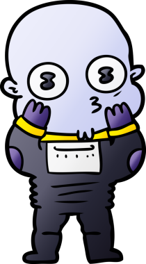 Bir insan tarafından çizilmiş garip kel uzay adamı çizgi filmi.