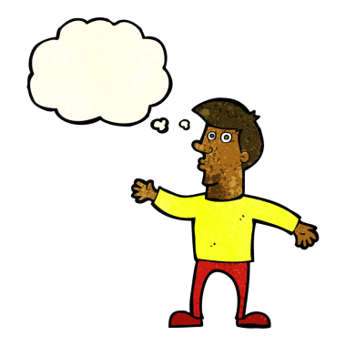 Bir insan tarafından çizilmiş düşünce balonlu endişeli bir adam.