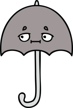 Bir insan tarafından çizilmiş şirin şemsiye karikatürü.