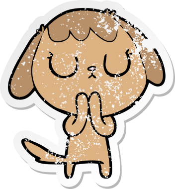 Bir insan tarafından çizilmiş şirin bir köpeğin sıkıntılı çıkartması.