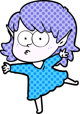 Bir insan tarafından çizilmiş çizgi film elf kızı.