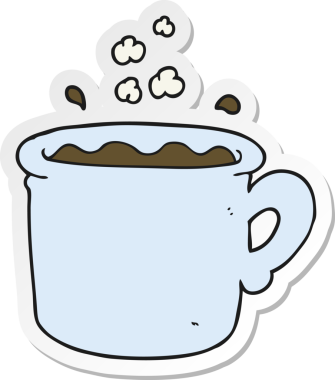 Bir insan tarafından çizilmiş bir kahve fincanının çıkartması.