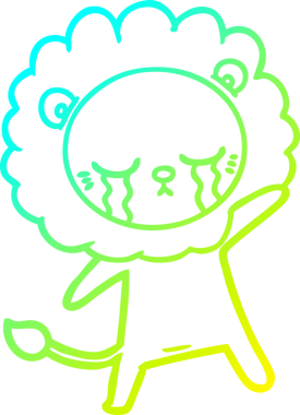 Bir insan tarafından çizilmiş ağlayan bir aslanın soğuk gradyan çizgisi.