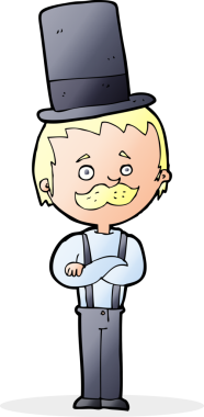 Bir insan tarafından çizilmiş silindir şapkalı bir adam.