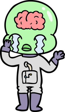 Bir insan tarafından çizilmiş koca beyinli bir uzaylı ağlaması.