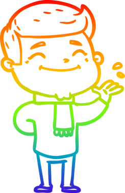 gökkuşağı gradyanı çizimi bir insan tarafından çizilmiş mutlu bir çizgi film adamı