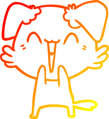 Bir insan tarafından çizilmiş mutlu, küçük bir köpek çizgi filmi.