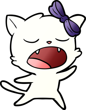 Bir insan tarafından çizilmiş şarkı söyleyen bir kedi.