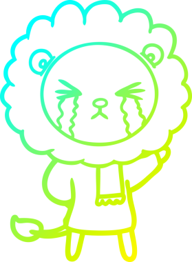 Bir insan tarafından çizilmiş ağlayan aslanın soğuk gradyan çizgisi