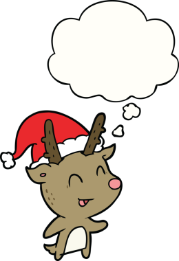 Bir insan tarafından çizilmiş düşünce baloncuklu Ren geyiği.