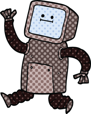 Bir insan tarafından çizilen çizgi roman tarzı robot.