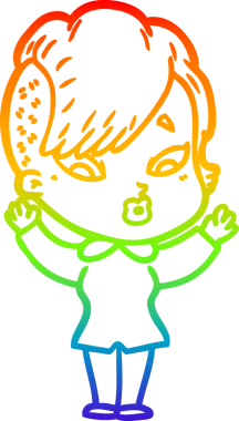 gökkuşağı gradyanı çizimi bir çizgi film kızı şaşırttı bir insan tarafından çizildi