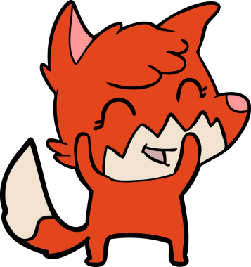 Bir insan tarafından çizilmiş mutlu çizgi film tilkisi.